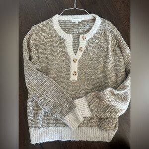 Blu Pepper Striped Knit Sweater in Cream and Brown
